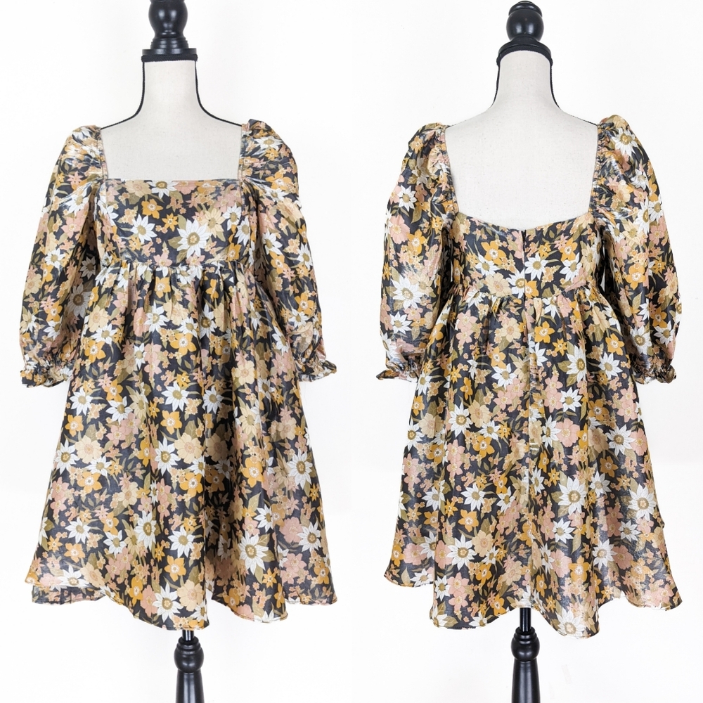 🦋LAST 1🦋 NWT Storia Autumn Floral Baby Doll Mini Dress - Picture 2 of 6